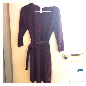Long sleeve purple lacy maternity dresses.